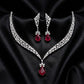 Lalita Diamond Look Necklace - (RED)