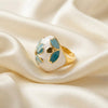 Blue Floral Enamel Ring