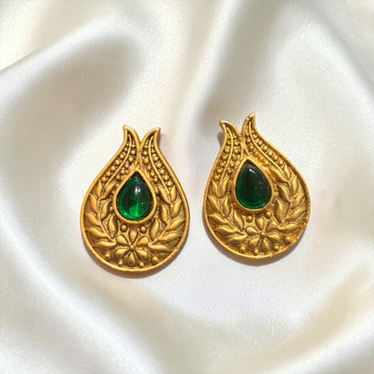 Traditional Floral Teardrop Stud Earrings