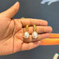 Anamika Gold Dome Huggie Hoop Pearl Drop Earrings