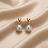 Anamika Gold Dome Huggie Hoop Pearl Drop Earrings