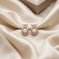 Divya Pearl Teardrop Bow Anti Tarnish Rose Gold Stud Earrings