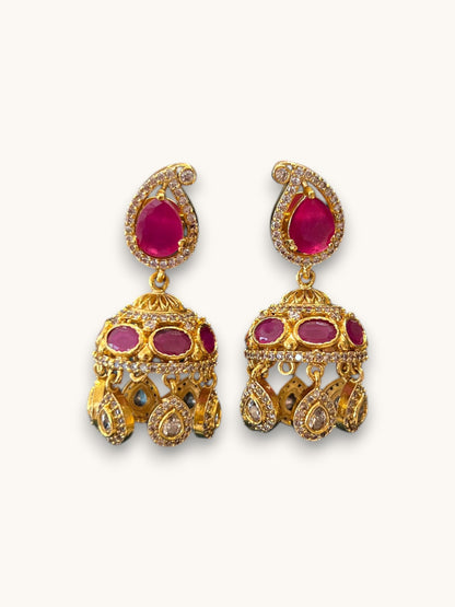 Royal Ruby Stone Jhumka Earrings