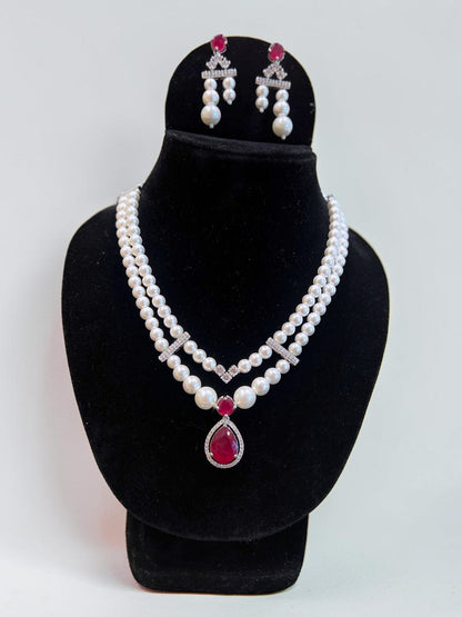 Mukta Pearl Diamond Necklace Set