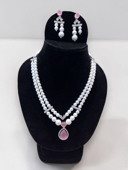 Mukta Pearl Diamond Necklace Set