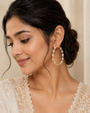 Anita Marquise Diamond Look Statement Hoop Anti Tarnish Gold Earrings