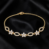 krivoya gold-plated 92.5 sterling silver bracelet featuring flower motifs with sparkling cubic zirconia stones