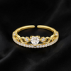 krivoya gold-plated 92.5 sterling silver heart-shaped crown ring with sparkling cubic zirconia stones