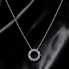 krivoya 92.5 pure silver chain featuring a circular pendant with multi-colored round gemstones on black silk