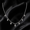 krivoya elegant 92.5 pure silver chain necklace with delicate leaf-shaped charms featuring sparkling white stones
